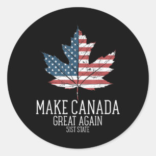 Grappige Amerikaanse vlag Trump maakt Canada weer Ronde Sticker