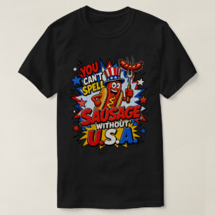 Grappige Amerikaanse worst BBQ woordspeling patrio T-shirt