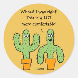 Grappige Amerikaanse Zuidwest Cactus Cartoon Ronde Sticker