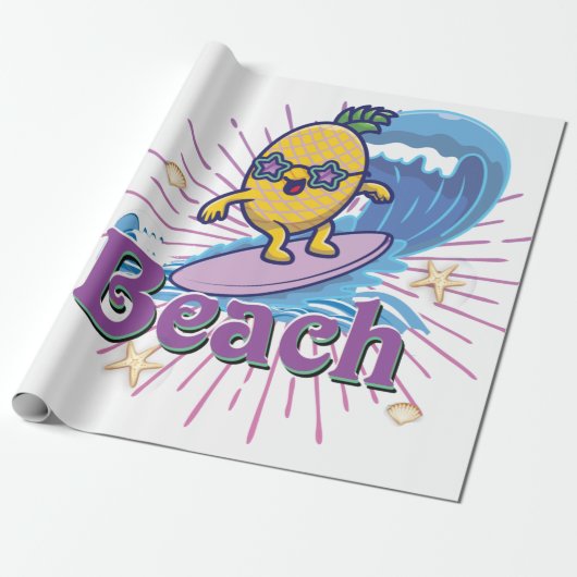 grappige anananas cadeaupapier (Uitgerold)