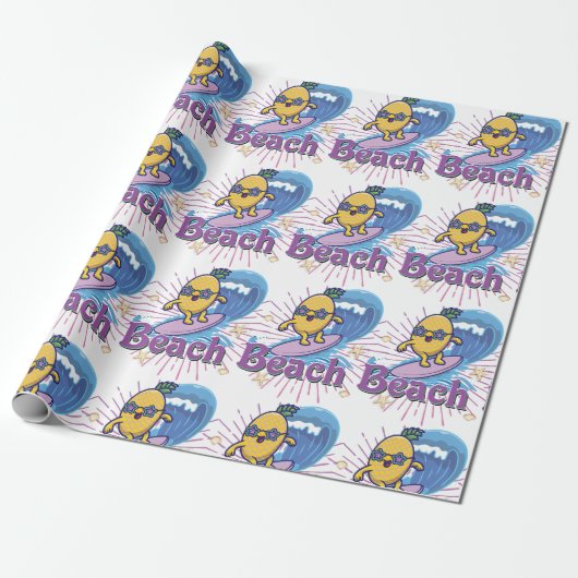 grappige anananas cadeaupapier (Uitgerold)