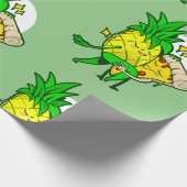 grappige anananaspizza kawaii cadeaupapier (Hoek)