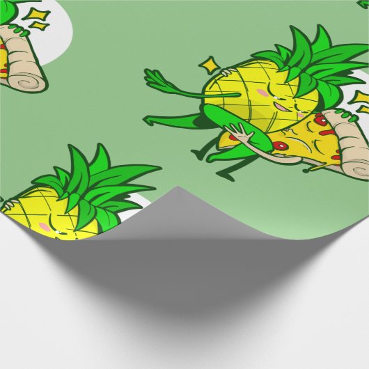 grappige anananaspizza kawaii cadeaupapier (Hoek)