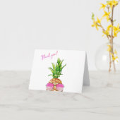 Grappige ananas Bedankt kaart (Gele Bloem)
