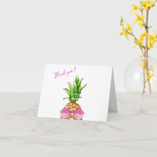 Grappige ananas Bedankt kaart (Gele Bloem)