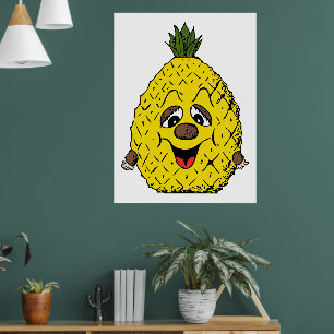 Grappige Ananas Cartoon Gezicht Foodie, ZSSG Poster