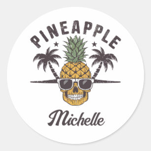 Grappige ananas die een zonnebril draagt Persoonli Ronde Sticker