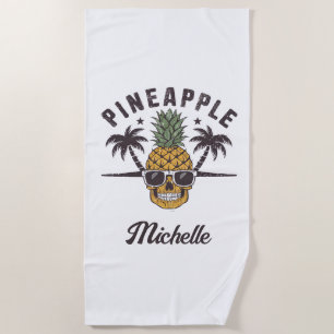 Grappige ananas die een zonnebril draagt Persoonli Strandlaken