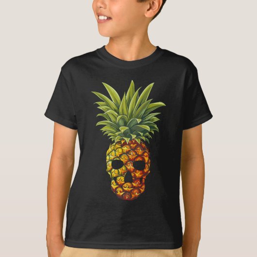 Grappige Ananas Fruit Schedel T-shirt (Voorkant)