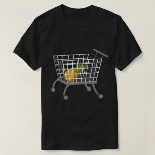 Grappige Ananas in Winkelwagen Ontwerp T-shirt