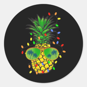 Grappige Ananas Kerstboom Zomer Kerstmis In Juli Ronde Sticker