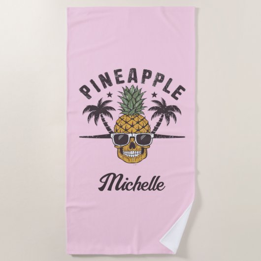 Grappige ananas met zonnebril Persoonlijk Strandlaken (Voorkant)