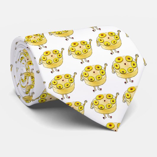 Grappige Ananas Omgekeerde Cake Quarige Mooie Kuns Stropdas (Opgerold)