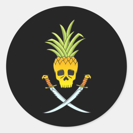 Grappige ananas schedel piraat ananas liefhebbers ronde sticker (Voorkant)