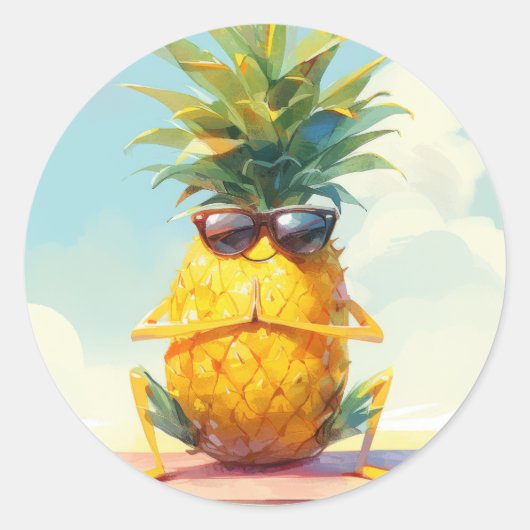 Grappige ananas yoga ronde sticker (Voorkant)