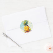 Grappige ananas yoga ronde sticker (Envelop)