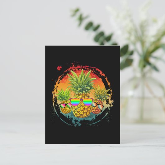 Grappige ananas zomer vibes briefkaart (Staand voorkant)