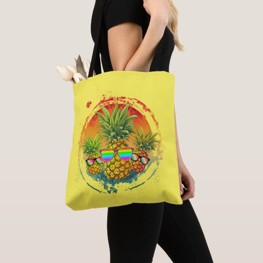 Grappige Ananas Zomerstemmingen Tote Bag (Dichtbij)