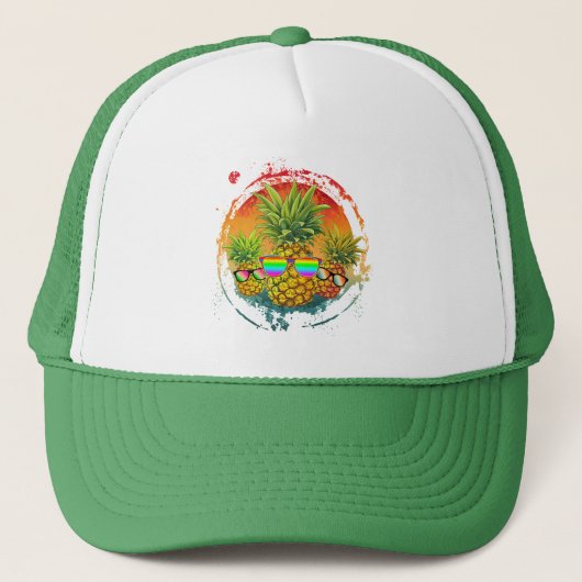 Grappige Ananas Zomerstemmingen Trucker Pet (Voorkant)