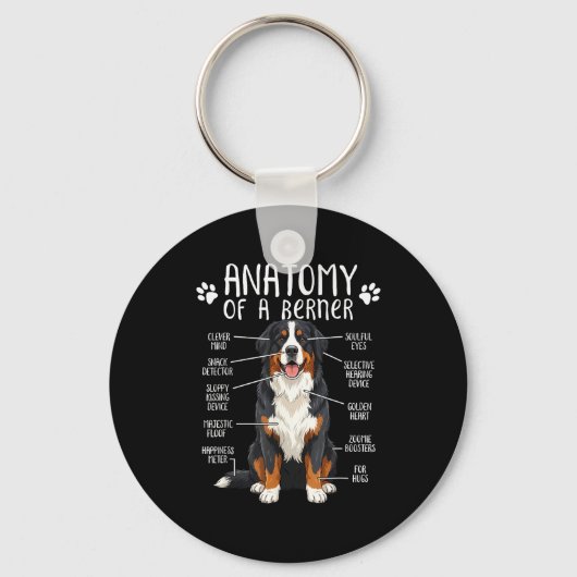 Grappige anatomie Berner Sennenhond Schattige Bern Sleutelhanger (Voorkant)