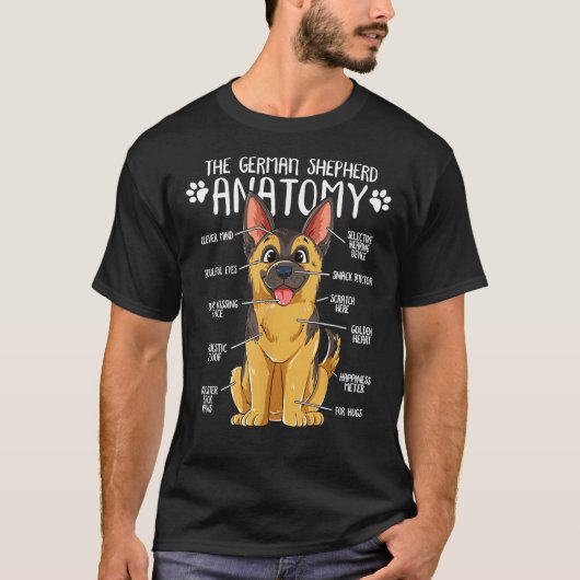 Grappige anatomie Duitse herder hond eigenaar Esse T-shirt (Voorkant)
