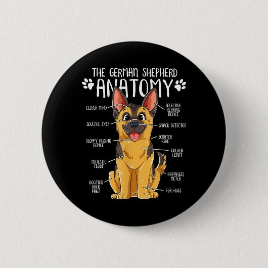 Grappige anatomie Duitse herdershond eigenaar Ronde Button 5,7 Cm (Voorkant)