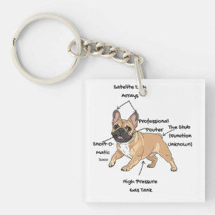 Grappige anatomie van een Franse Bulldog Illustrat Sleutelhanger