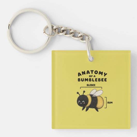 Grappige Anatomie Van Een Hommel Blebee Bum Schatt Sleutelhanger (voorkant)