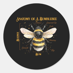 Grappige anatomie van een hommel sarcastische humo ronde sticker