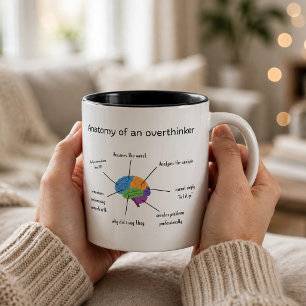 Grappige Anatomie van een Mug van een Overdenker Tweekleurige Koffiemok