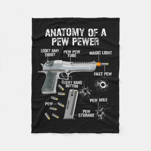 Grappige anatomie van een pew power - AMMO Pistool Fleece Deken (Voorkant)