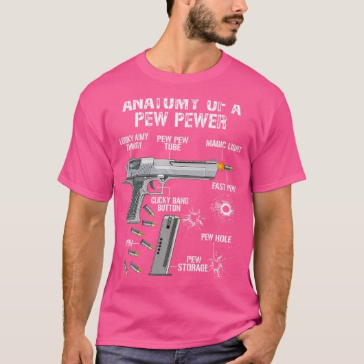 Grappige anatomie van een pew power - AMMO Pistool T-shirt (Voorkant)