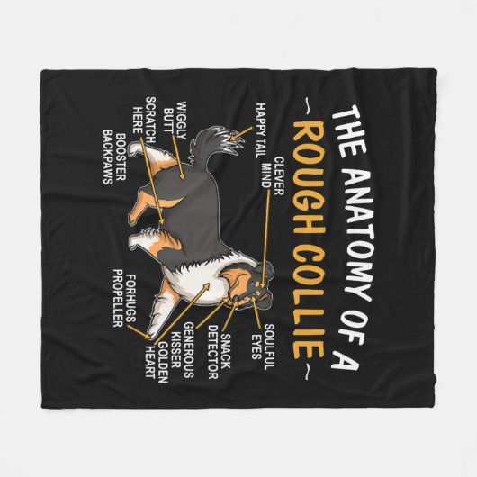 Grappige anatomie van een ruw collie voor Hondenli Fleece Deken (Voorkant (Horizontaal))