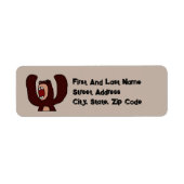 Grappige Angry Brown Beer Cartoon – gestrest Etiket (Voorkant)