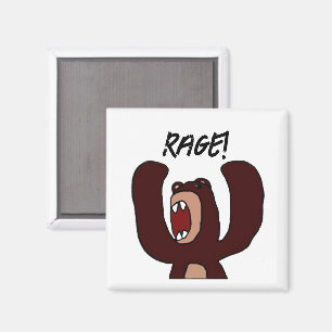 Grappige Angry Brown Beer Cartoon – gestrest Magneet