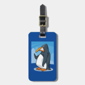 Grappige Angry Penguin Cartoon Cool Waving Bagagelabel (Voorkant verticaal)