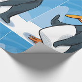 Grappige Angry Penguin Cartoon Cool Waving Cadeaupapier