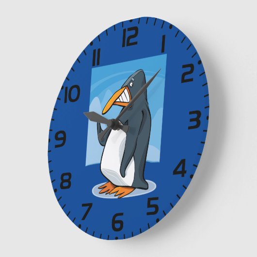 Grappige Angry Penguin Cartoon Cool Waving Grote Klok (Hoek)
