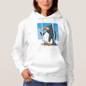 Grappige Angry Penguin Cartoon Cool Waving Hoodie (Voorkant)