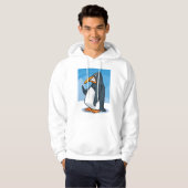 Grappige Angry Penguin Cartoon Cool Waving Hoodie (Voorkant volledig)