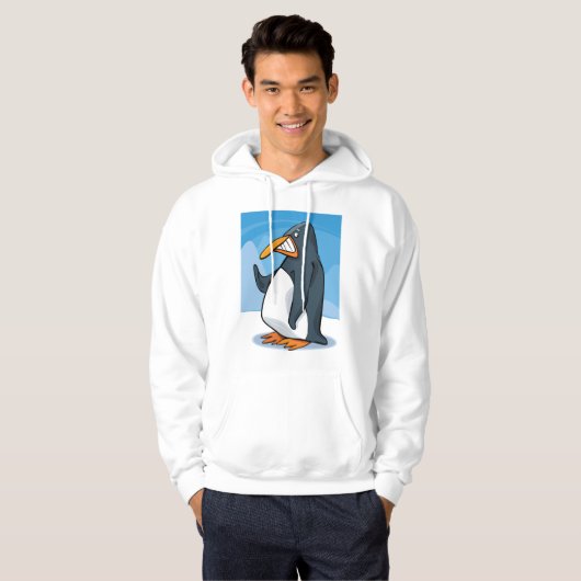 Grappige Angry Penguin Cartoon Cool Waving Hoodie (Voorkant volledig)