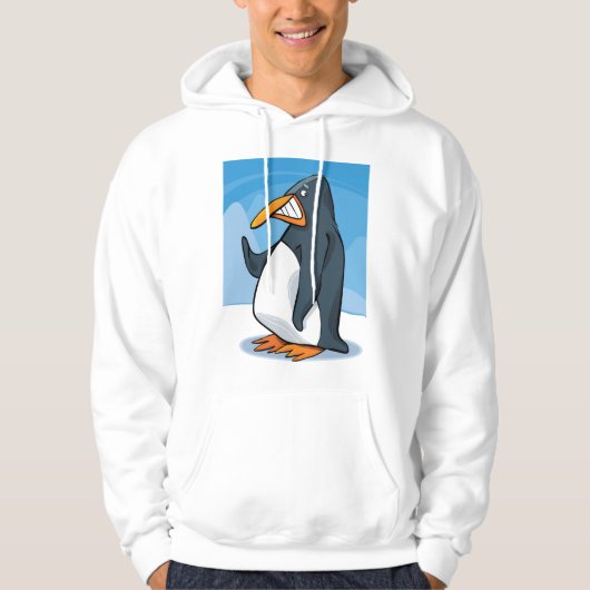 Grappige Angry Penguin Cartoon Cool Waving Hoodie (Voorkant)