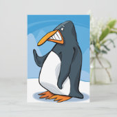Grappige Angry Penguin Cartoon Cool Waving Kaart (Staand voorkant)