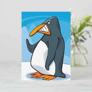 Grappige Angry Penguin Cartoon Cool Waving Kaart