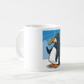 Grappige Angry Penguin Cartoon Cool Waving Koffiemok (Voorkant links)