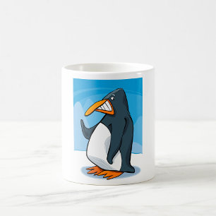 Grappige Angry Penguin Cartoon Cool Waving Koffiemok