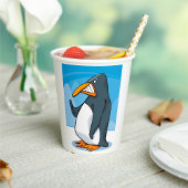 Grappige Angry Penguin Cartoon Cool Waving Papieren Bekers