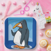 Grappige Angry Penguin Cartoon Cool Waving Papieren Bordje (Feest)
