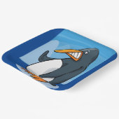 Grappige Angry Penguin Cartoon Cool Waving Papieren Bordje (Gebogen)