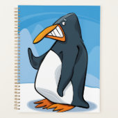Grappige Angry Penguin Cartoon Cool Waving Planner (Voorkant)